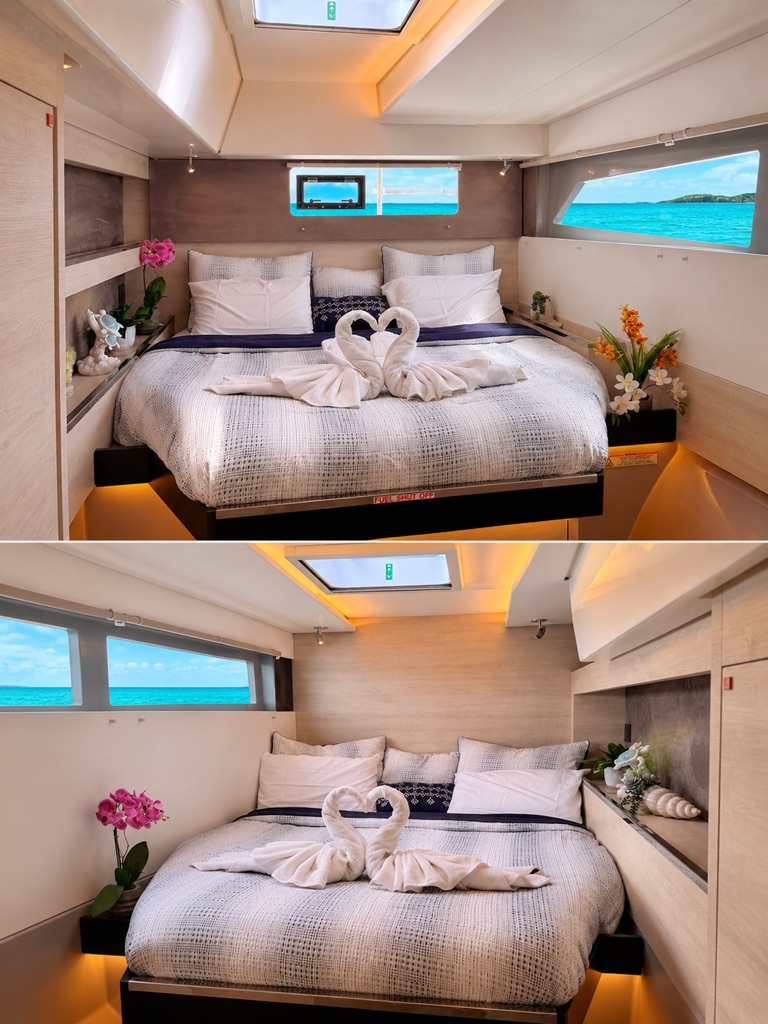 Guest cabins aboard S/Y Resilience